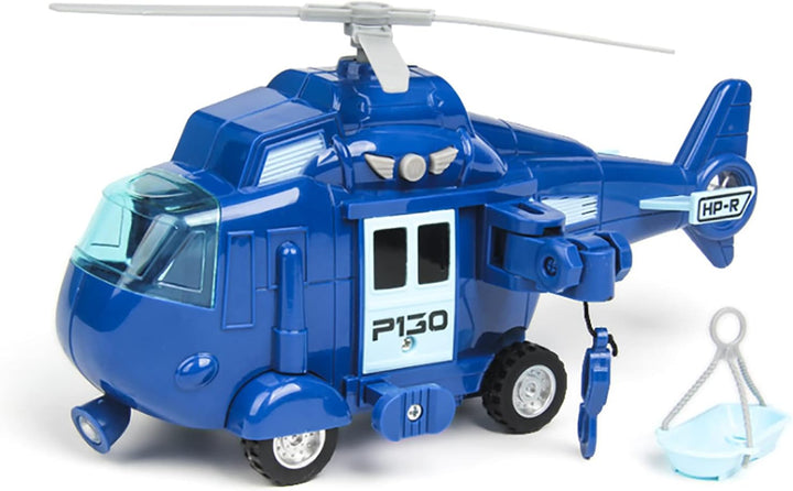 Military Helicopter, Airforce Airplane Toy with Hanging Basket Lights and Sounds for Kids(Black)