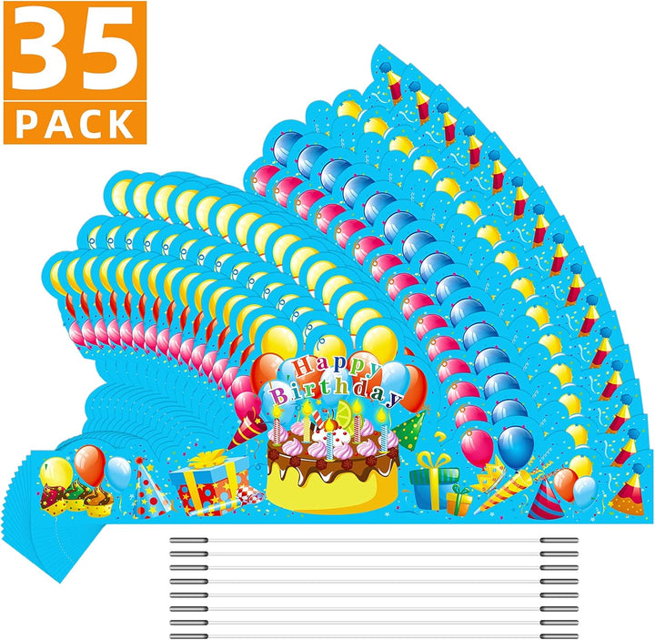 35Pack Birthday Party Crowns for Kids - Paper School Classroom Hats and VBS Supplies