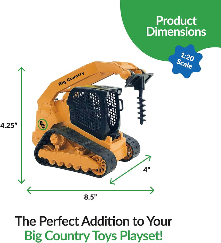 - Track Skid Steer - 1:20 Scale - Construction Toys - Auger - Bucket - Hay Fork - Attachments - Flatbed Trailer -Plastic…