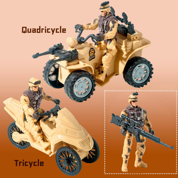 Military Soldier Men Action Figures, 11PCS US Army Soldier Plastic Figure Set Military Base Playset Vehicles Play Combat Toys, Army Toy Set for Kids Boys Age 3 4 5 6+