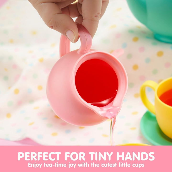 18PCS Pretend Role Play Tea Party Set Play Food Accessories BPA Free, Phthalates Free, Plastic Tea Set, Mini Kitchen for Kids, Gifts for Toddler Boys Girls Ages 3 4 5 6 Years Old