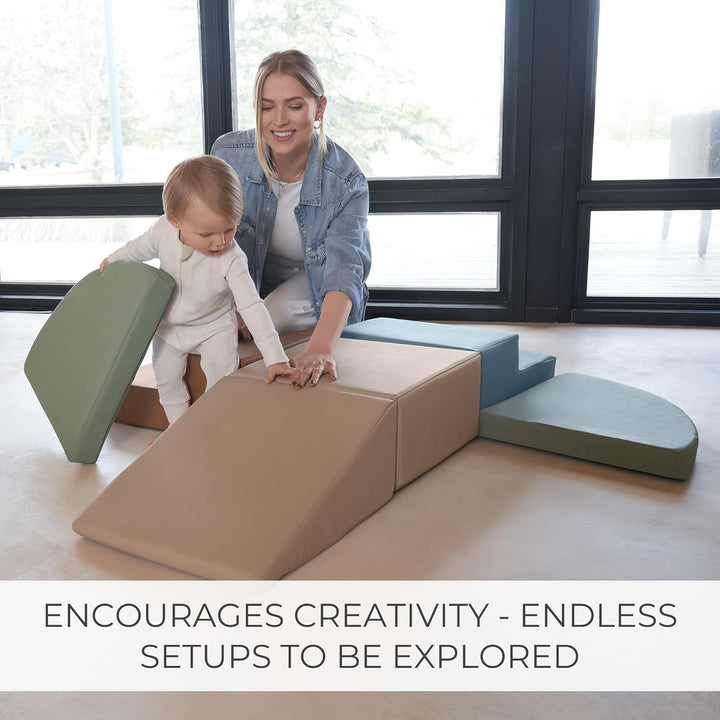 Fun Climbing Toy Set for Toddlers Aged 1-3 - Incl. Crawl through Tunnel & Pu-Leather Climbing Blocks for Unlimited Indoor Fun - Perfect Foam Play Gym for Baby/Kids to Safely Learn New Skills