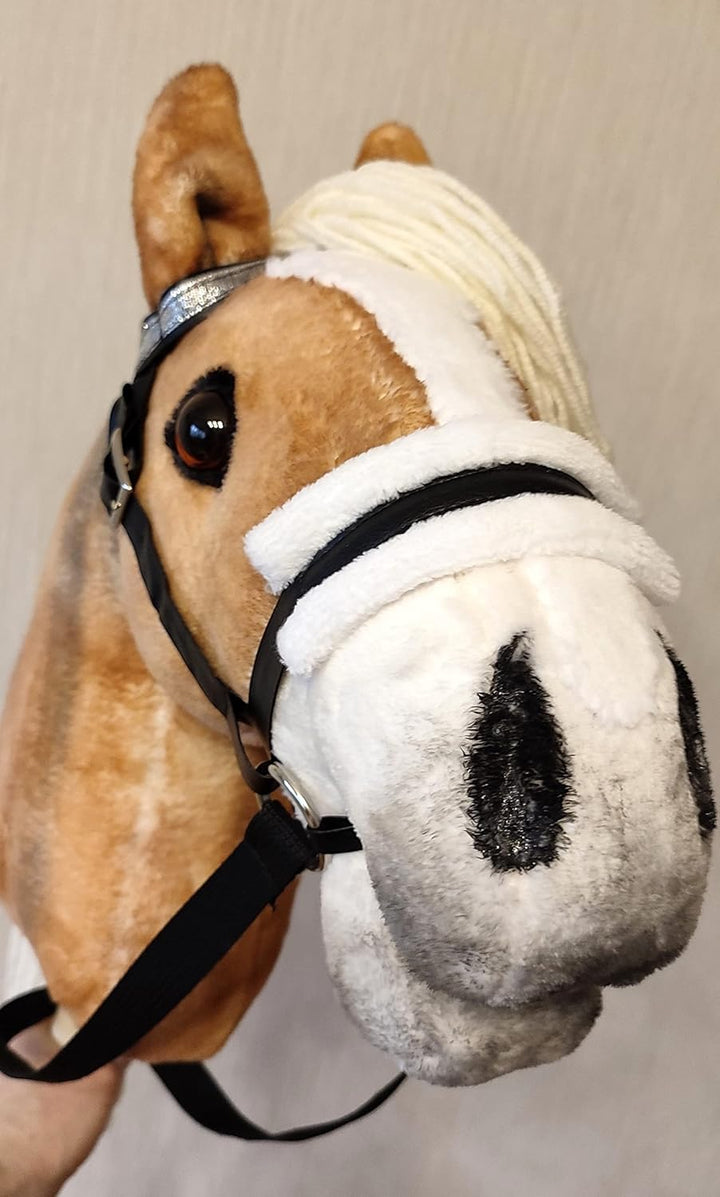 Hobby Horse Realistic with Bridle - A3 Haflinger Horse on Stick