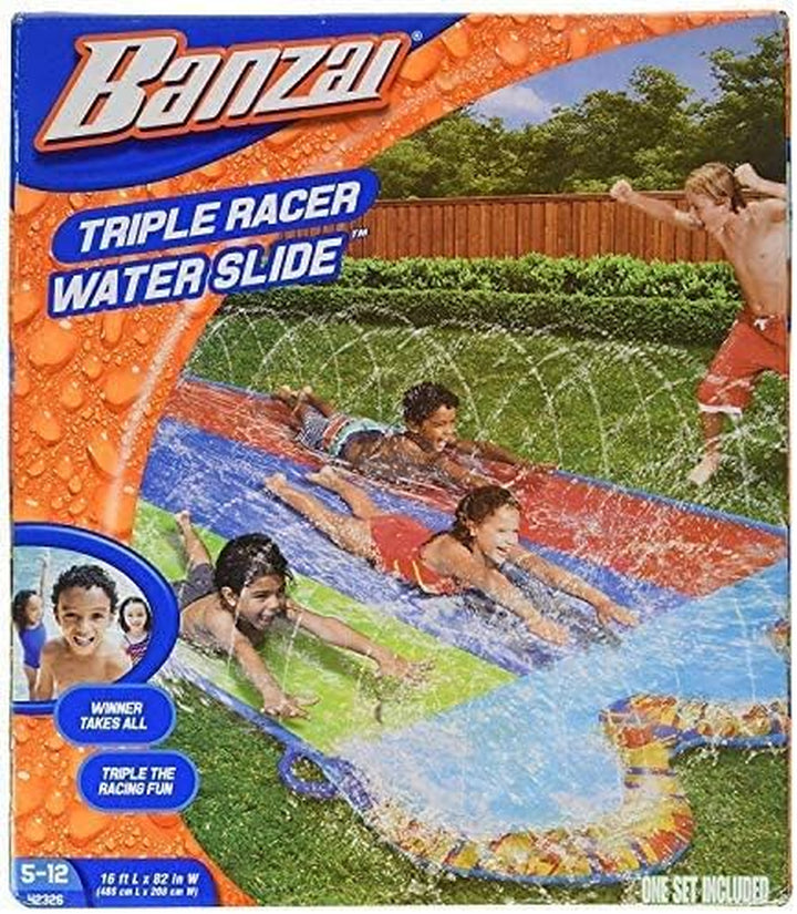 Triple Racer 16 Ft Water Slide-With 3 Bodyboards Included, Multicolor