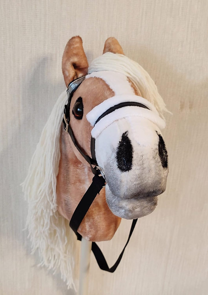 Hobby Horse Realistic with Bridle - A3 Haflinger Horse on Stick