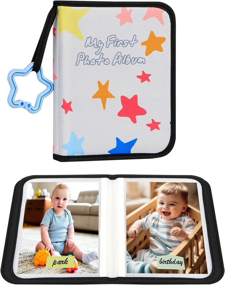Baby'S My First Photo Album for Baby Holds 21 4X6 Photos, Baby Photo Album Soft Cloth Family Book, My First Family Album for 4X6 Baby Shower Kids Toddlers Family Pictures, Toddler Photo Album (Blue)
