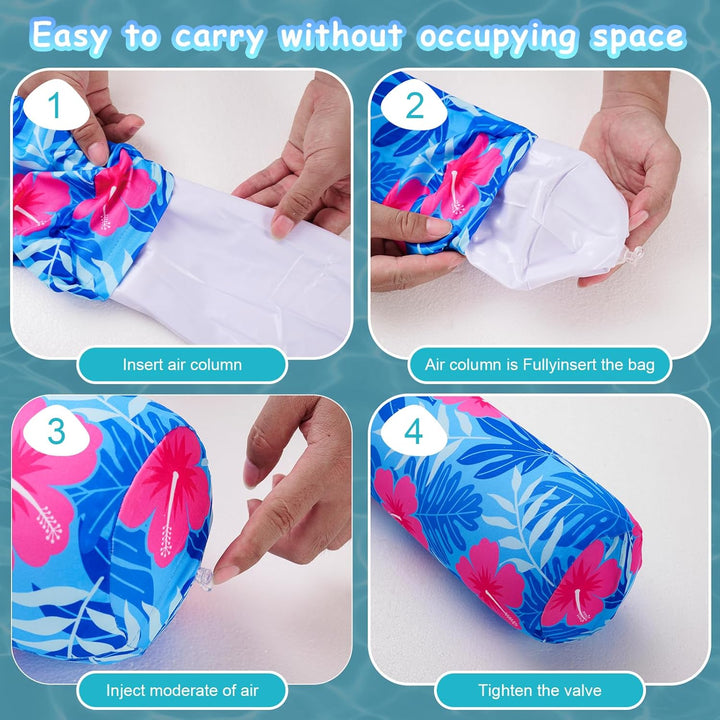 Inflatable Swimming Pool Noodle, 2 Pack Soft Fabric Quick Drying Covered Large Pool Floats Noodles, Premium Buoyancy Swim Poolfloats with Portable Storage Bag for Pool Party Toy