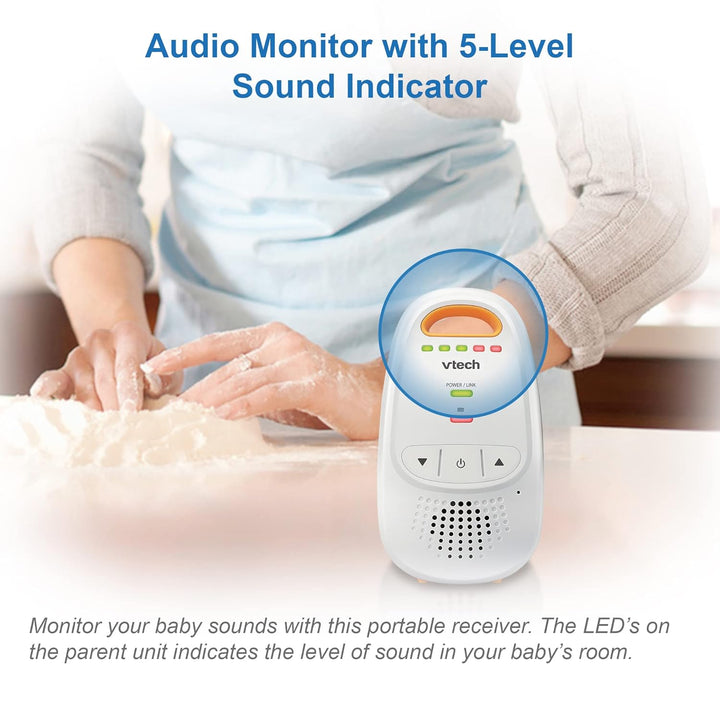 DM1411 Audio Baby Monitor & Portable Soother Dual-Unit Rechargeable Battery, Long Range, Soft-Glow Night Light, Soothing Sounds & Lullabies, Digital Wireless Transmission, Sound Indicator