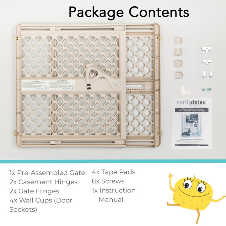 - Supergate Ergo Baby Gate: Plastic Baby Gate for Stairs & Doorways - Adjustable Indoor Safety Gate - Made in USA - 26 to 42 Inches Wide - 26 Inches Tall - Sand