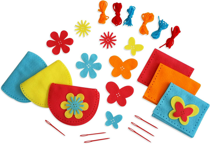 Sew Your Own Purses - Sewing Kit for Kids Ages 4-8 plus - Felt Crafts - Helps Develop Fine Motor Skills - DIY Kit with 6 Purses & Accessories
