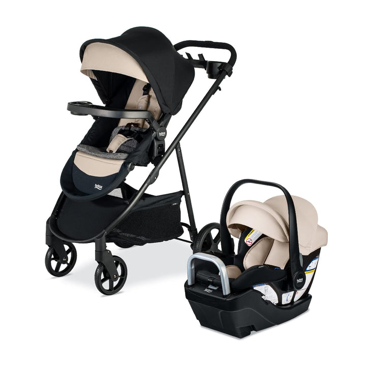 Willow Brook S+ Baby Travel System, Infant Car Seat and Stroller Combo with Alpine Base, Clicktight Technology, Safewash Insert and Cover, Sand Onyx