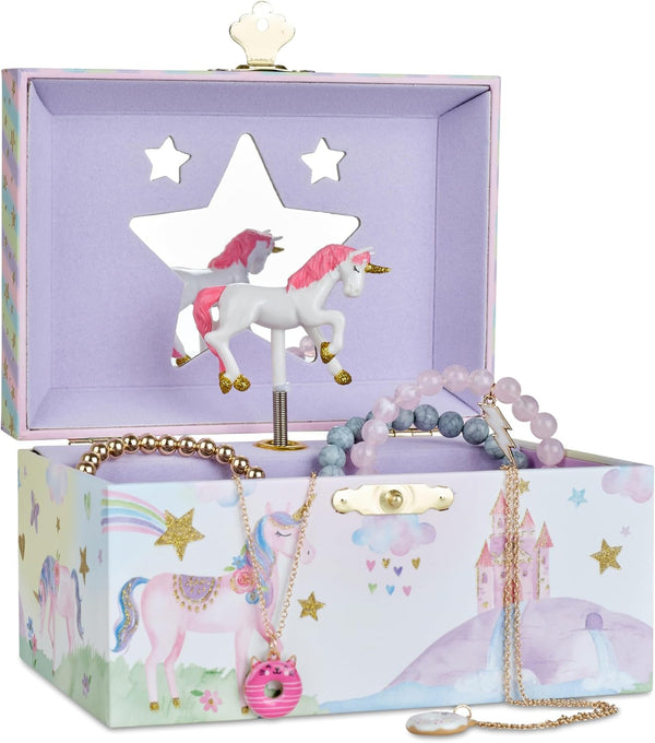 Jewelry Box for Girls - Girls Bedroom Accessories, Musical Jewelry Boxes with Spinning Unicorn Doll, Beautiful Dreamer Tune - Perfect Unicorn Birthday Gift for Kids 3 and Up