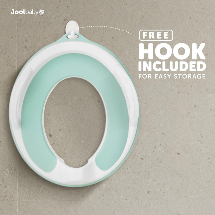 Jool Baby Potty Training Seat for Boys and Girls with Handles, Fits round & Oval Toilets, Non-Slip with Splash Guard, Includes Free Storage Hook (Aqua)