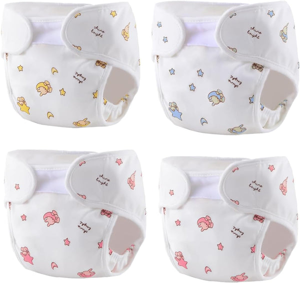 Reborn Baby Dolls Diapers Accessories 4-Piece Pack Fit for 17-24 Inch Reborn Dolls Newborn Underwear Reusable Washable