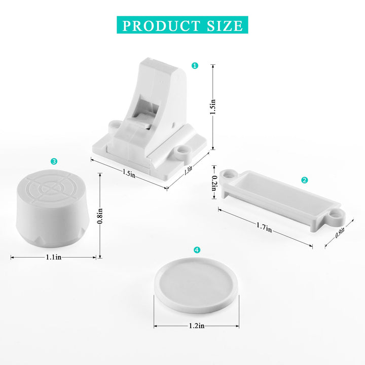 Child Safety Magnetic Cabinet Locks -  4 Pack Adhesive Baby Proofing Cabinets & Drawers Latches