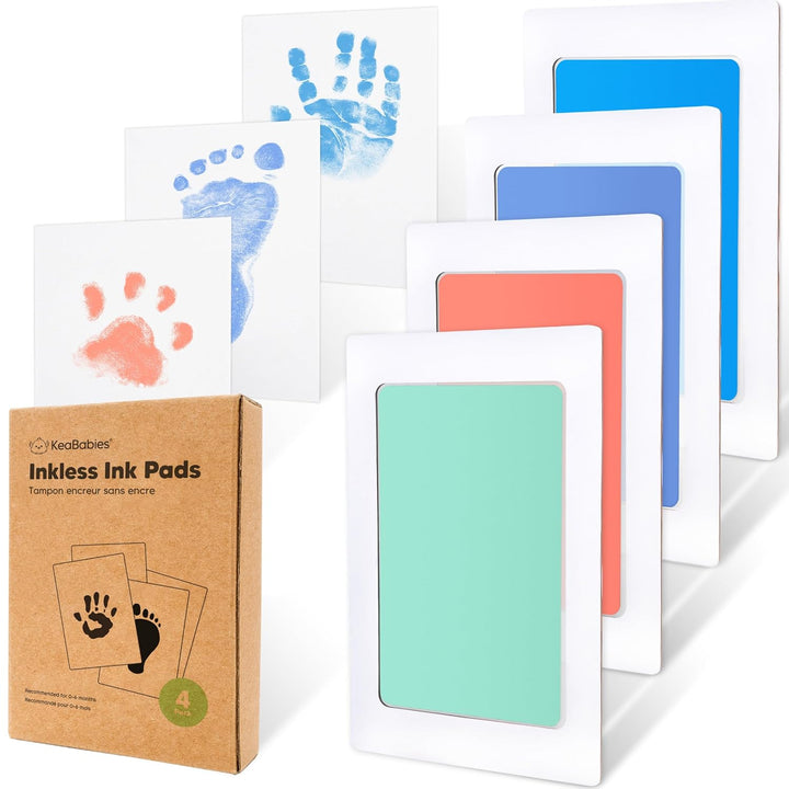 4-Pack Inkless Baby Hand and Footprint Kit - Mess Free Ink Pad for Newborn Keepsake, Dog Nose & Paw Print Kit, Clean Touch Ink Pad for Baby Hand & Footprints, Ideal New Mom Gifts (Jet Black)