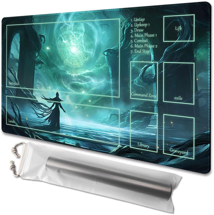 MTG Playmat Size 24X14In Free Storage Bags Non-Slip Backing, Ideal for Card Game Enthusiasts TCG Playmat (Shadow Dragon-No Deck)