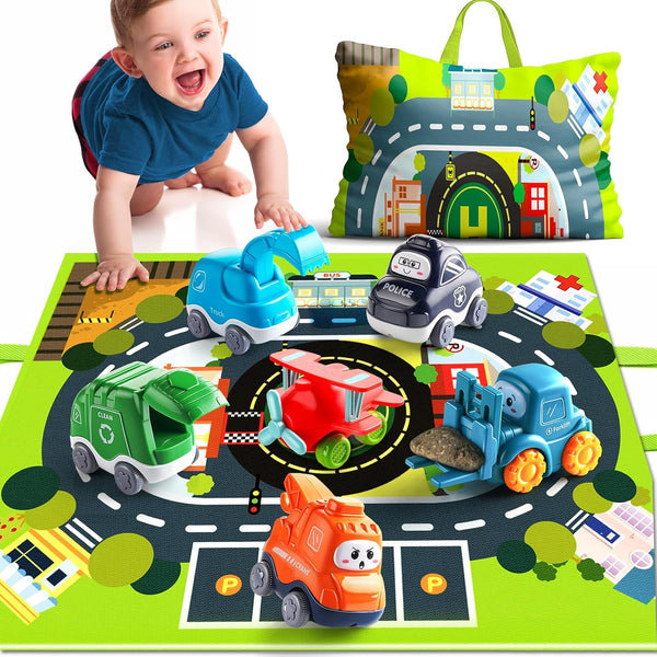 Big Cartoon Truck Car Toys for 1 Year Old Boy with Playmat/Storage Bag|Baby and Toddler Toys 12-18 Months & Age 1-2|1St Birthday Gift for 1 2 Year Old Boy