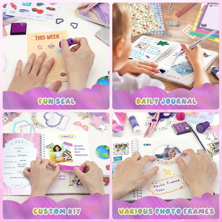 2-Pack DIY Journal Kit for Girls - 200+Pcs Journal Set for Tween & Teen Girls, Journaling Art & Crafts Kits, Ideal Gifts for 8 9 10 11 12 13 14 Year Old Girl, Scrapbook & Diary Supplies Set