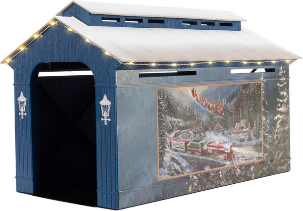 Thomas Kinkade Christmas Plug Expand Play O Gauge Model Train Covered Bridge