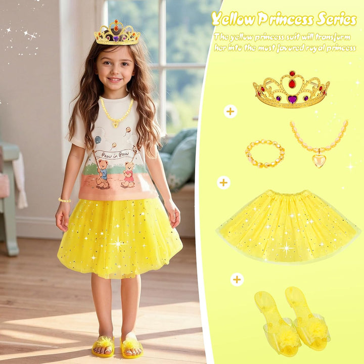 Princess Dress up for Girls - Dress up Clothes for Girls with Princess Shoes, Toys for Toddler Kids 3,4,5,6 Year Old