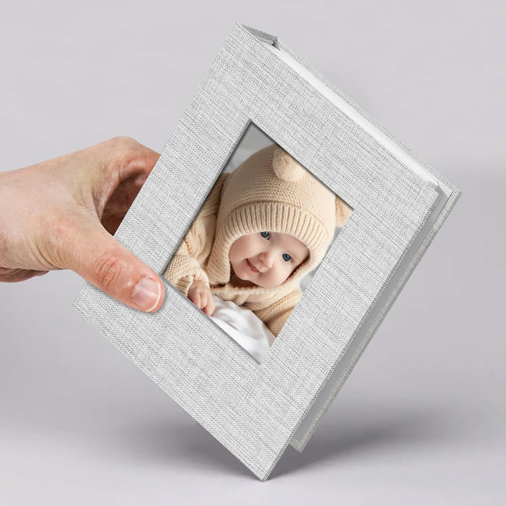 Small Photo Album 4X6 Slip-In Picture Album 50 Pages Holds 100 Photos, Portable Photo Book 4X6 for Wedding Family Baby Travel Blue