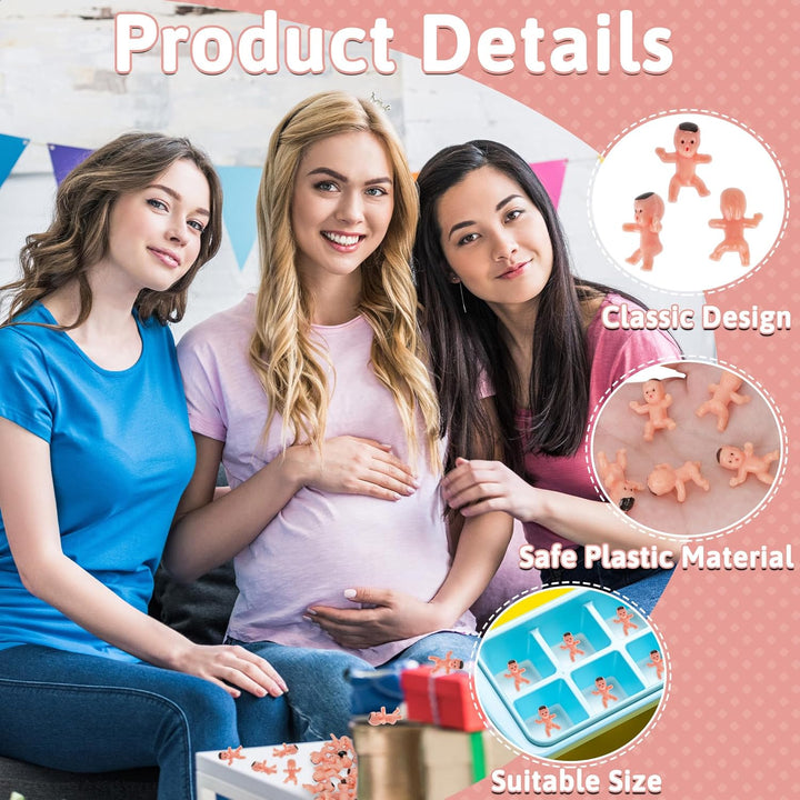 120 PCS Plastic Babies for Games, 1 Inch Bulk Mini Babies Tiny Babies for King Cake Babies Ice Cube Game, Small Plastic Babies for My Water Broke Baby Shower Decorations