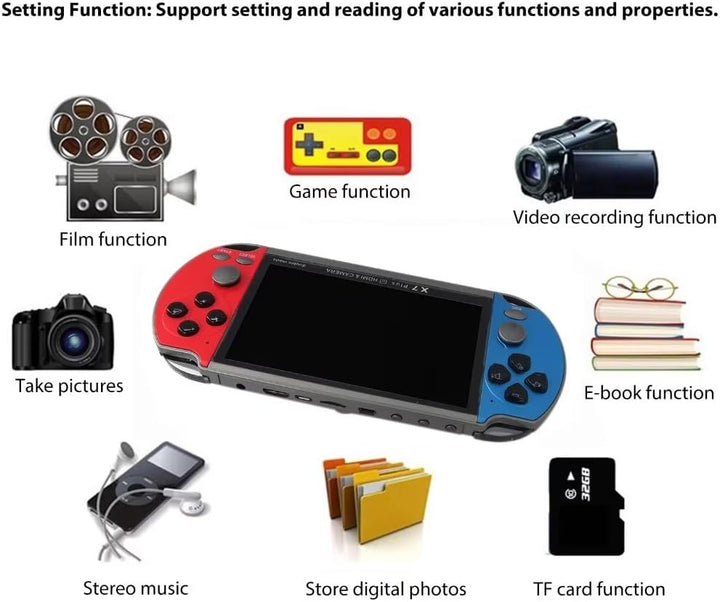 Built-In 1000 Games Retro Portable Mini Handheld Video Game Console 8-Bit 5.1 Inch 128Bit Color LCD Kids Color Game Player