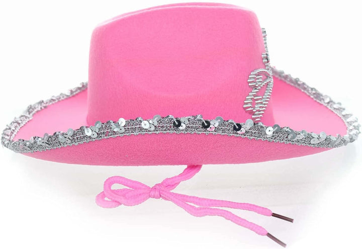 Pink Cowboy Hat with Tiara - CHILD SIZE, Pinky Felt Cowboy Hat for Western Costume, Cowgirl Pretend Plays