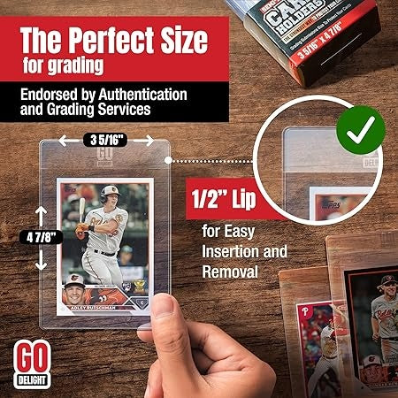 100Ct Semi Rigid Card Holders & 100Ct Card Sleeves for PSA, SGC, BGS, CSG Graded Card Submissions, Semi Rigid Card Sleeves, Baseball Card Protectors, PSA Graded Card Sleeve for Trading Card