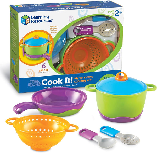 New Sprouts Cook It!, 6 Pieces, Ages 2+ Pretend Play Food for Toddlers, Preschool Learning Toys, Kitchen Play Toys for Kids