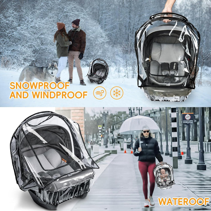 Car Seat Rain Cover, Baby Car Seat Rain Cover Universal with Side Ventilation and Quick-Access Large Window, Protected from Rain, Snow, Wind and Dust, Baby Travel Accessories