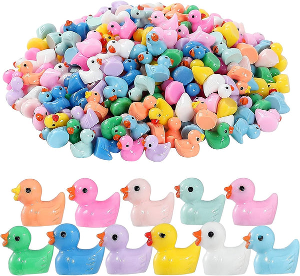 Mini Resin Ducks 220 Pack Tiny Duck Figurines Bulk for Miniature Dollhouse Decor Accessories Garden Aquarium Potted Ornament Party Toys DIY Charms Office Classroom Activity to Hide
