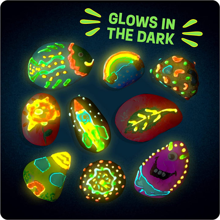 Kids Rock Painting Kit - Glow in the Dark - Arts & Crafts Gifts for Boys and Girls Ages 6-12 - Craft Activities Kits - Creative Art Toys for 6, 7, 8, 9, 10, 11 & 12 Year Old Kid