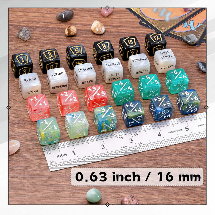 60 Pieces MTG Dice Set with Keyword Token Dice & plus 1 Life Counter & Shield in 6 Colors for MTG, Cards Gaming Accessories