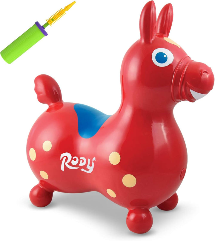 Red Rody Horse | Best Toddler Toy for 1-3 Years Old | Made in Italy | Safe, Inflatable Bouncy Horse for Kids
