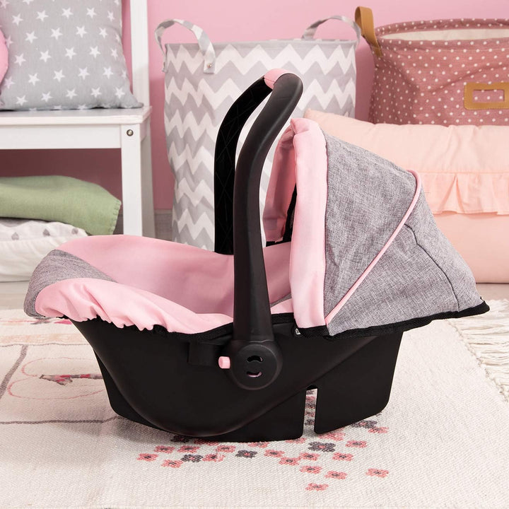 Design 67933AA Toy, Car Seat Easy Go for Neo Vario Pram with Cover, Doll Accessories, Pink, Grey with Butterfly,Grey/Pink, for Dolls up to 18"