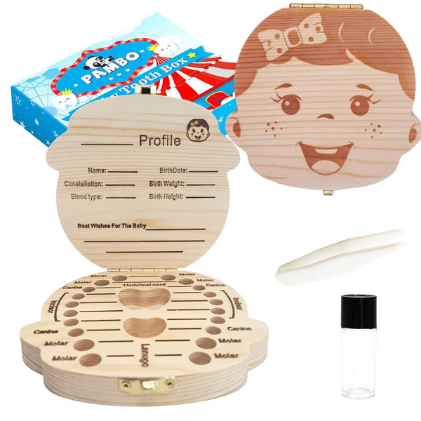 Baby Tooth Box Keepsake for Girls,Wooden Tooth Storage and Saver Box for Lost Teeth Children,Newborn Baby Birthday and Shower Gift