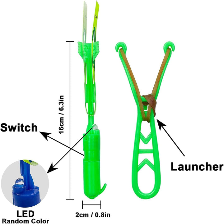 s Slingshot LED Light up Helicopters, 6 Copters and 3 Launchers - as Seen on TV for Unisex Children