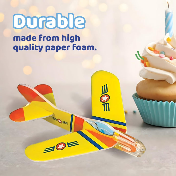 Bulk Pack of 72 Carnival Prizes and Foam Airplanes for Kids - Party Pack Individually Wrapped Flying Paper Planes - Assorted Designs - Foam Airplanes for Kids Party and Pinata Filler