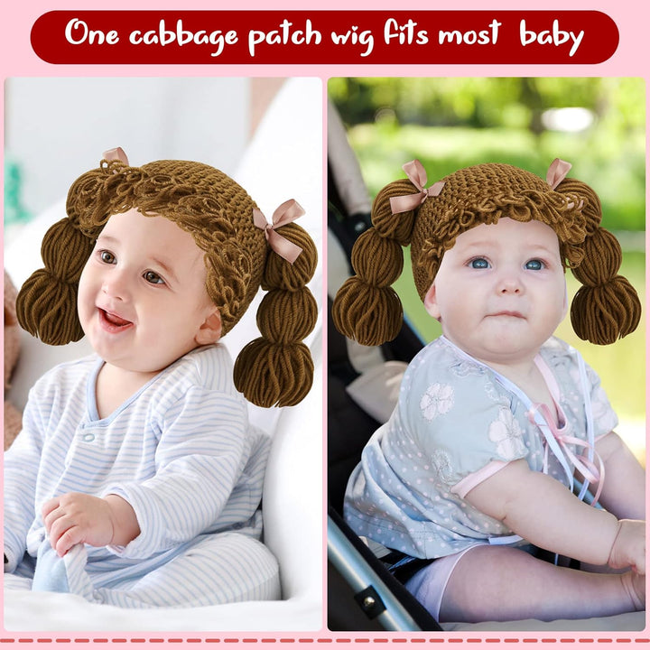 Halloween Cabbage Patch Costume Baby Yarn Wig for Girl Infant Baby Cabbage Patch Dolls Wigs for Boys Girls Infant Costume(Brown)