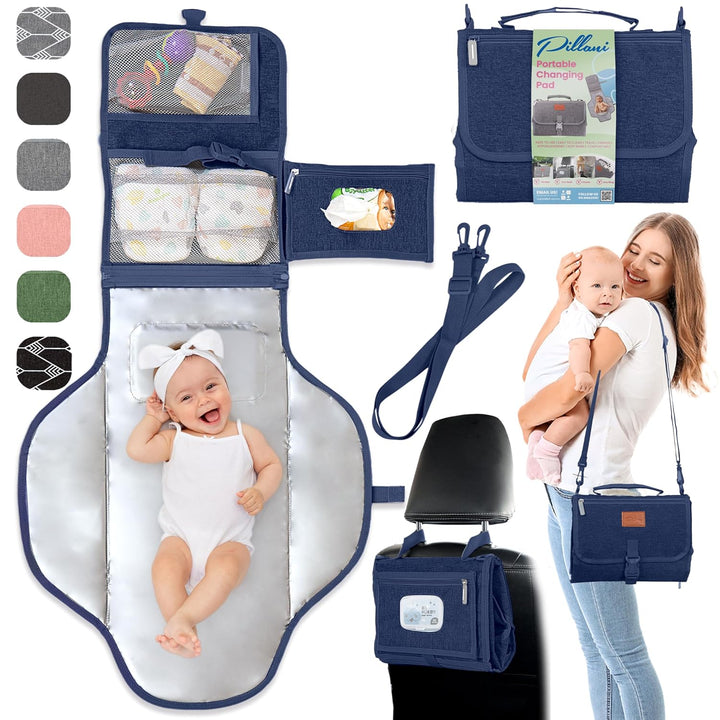 Portable Changing Pad for Baby – Soft, Comfortable Portable Diaper Changing Pad with Wipes Pockets, Waterproof and Easy to Clean – Baby Registry Search, New Born Baby Essentials Must Haves, Baby Stuff