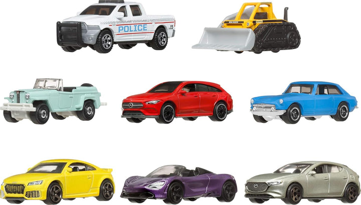 Toy Cars or Trucks 8-Pack, Set of 8 Die-Cast 1:64 Scale Vehicles, Themed Multipack, Including 1 Exclusive (Styles May Vary)