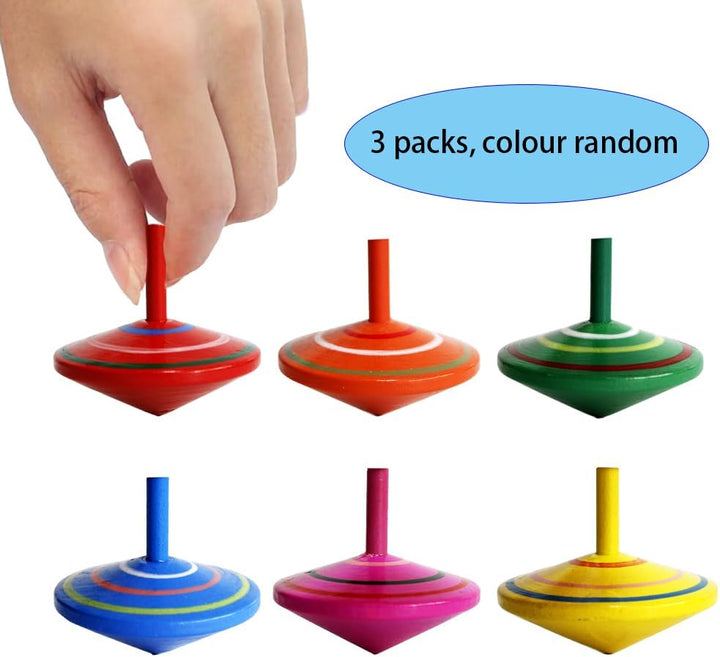 Gyroscope, 3 Pcs/Set Handmade Painted Wood Spinning Tops, Educational Kindergarten Toys