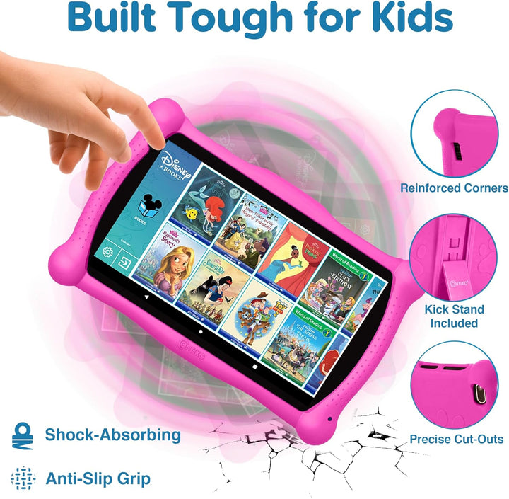 7" Disney Kids Learning Tablet Bundle - Headphones, Stylus & Bag, Pre-Installed Disney Storybook (Value $200) & Teacher-Approved Apps, Parental Controls, Ideal for Education - Pink