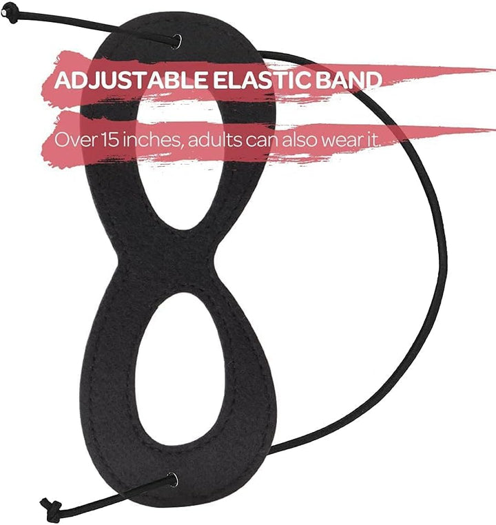 Superhero Mask, Black Felt Eye Mask, Halloween Dress Up, Adjustable Eyemask W/Elastic Rope