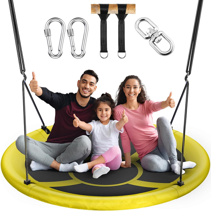 43" Saucer Tree Swing for Kids Adult, 700Lbs Weight Capacity, Waterproof Flying Saucer Swing with Adjustable Hanging Straps, Swing Seats for Backyard Outdoor Indoor Playground, Blue