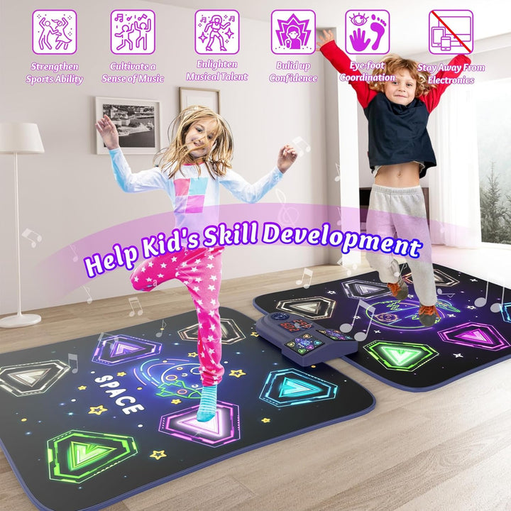 Dance Mat Toys for 3-12 Year Old Girls Boys,Dance Mat for Kids with Light up 12-Buttons, Music Dance Toy for Toddler with 5 Modes & Bluetooth,Birthday Xmas Gifts for 3 4 5 6 7 8 9 10+ Year Old Kids
