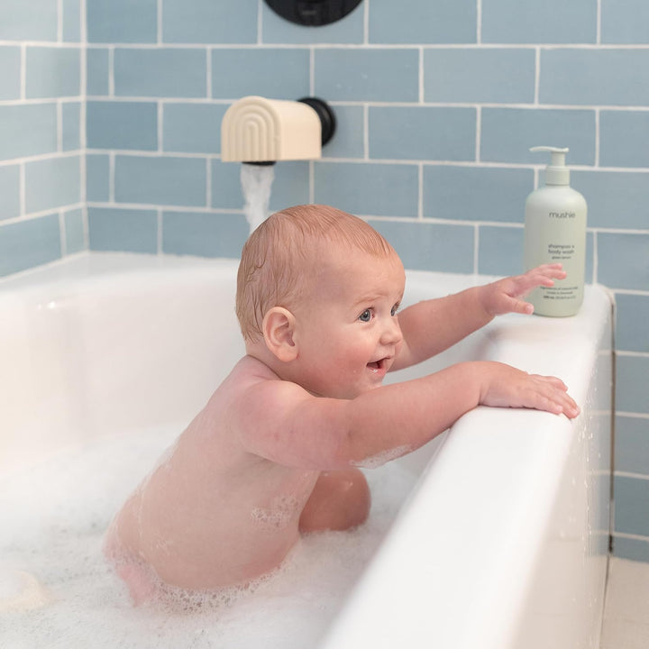 Bath Spout Cover | Soft Silicone Bathtub Faucet Safety Guard for Kids | Universal Fit (Shifting Sand)
