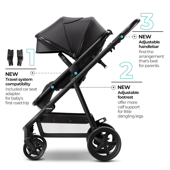 Meteor2 Baby Stroller 2-In-1 with Newborn Mode, Compatible with Infant Car Seat Adapter Included, Full-Size Bassinet Strollers for Family Outings
